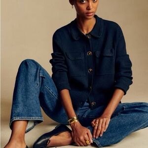 Sezane Betty Cardigan - Navy - S